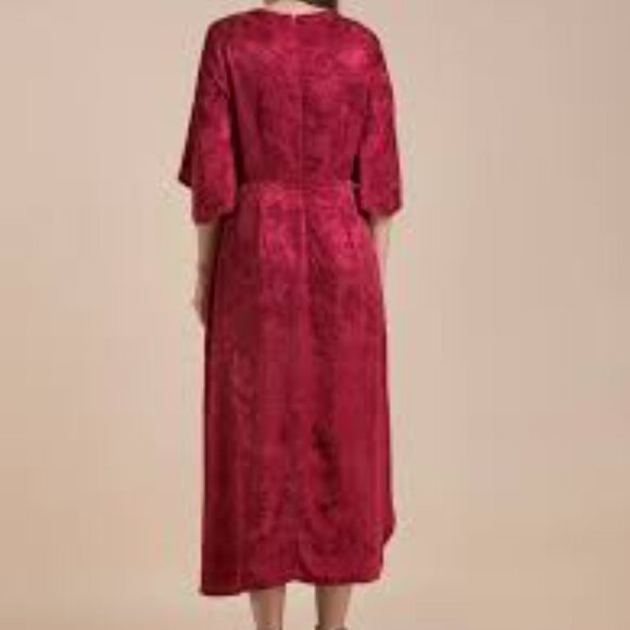 Zara Midi Red Jacquard Dress - Picture 5 of 9
